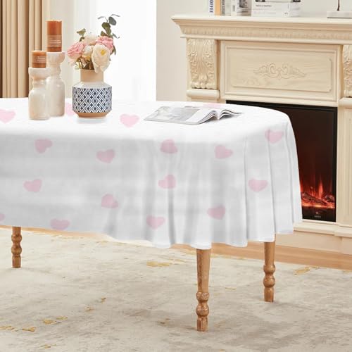 Liebe Tischdecke Abwaschbar Oval, Gartentischdecke für Outdoor Drucken, Tischdecke Rosa Wasserabweisend, Tischtuch für Küche, Restaurant, Hochzeit, Bankett (135x180 cm) A67 von Generisch