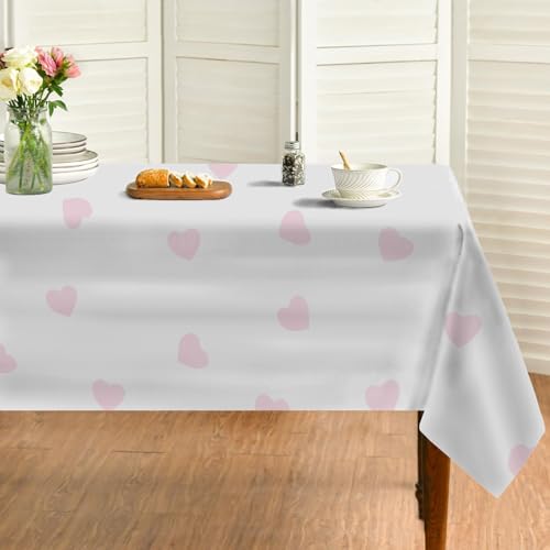 Liebe Tischdecke Abwaschbar Rechteckig, Gartentischdecke für Outdoor Drucken, Tischdecke Rosa Wasserabweisend, Tischtuch für Küche, Restaurant, Hochzeit, Bankett (140x220 cm) A67 von Generisch