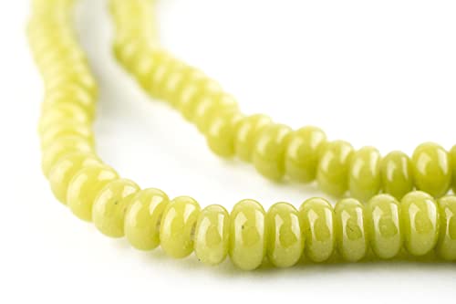 Limettengrüne Glas-Donut-Perlen – 61 cm Strang indonesischer Rondelle-Java-Glasperlen zum Basteln und zur Schmuckherstellung Limettengrüne Glas-Donut-Perlen – 61 cm Strang indonesischer Rondelle-Java-Glasperlen zum Basteln und zur Schmuckherstellung von Generisch