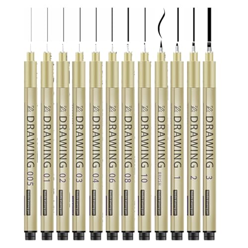 Line Art Stifte,12 Feinspitzen Zeichenstifte Set - Wasserschere Zeichenmaterialien Stift für Notizen Planer Manga Skizzieren Schule Agenda Schreiben Kalender Journal Umreißen - Skizzieren Terminplaner Line Art Stifte,12 Feinspitzen Zeichenstifte Set - Wasserschere Zeichenmaterialien Stift für Notizen Planer Manga Skizzieren Schule Agenda Schreiben Kalender Journal Umreißen - Skizzieren Terminplaner von Generisch