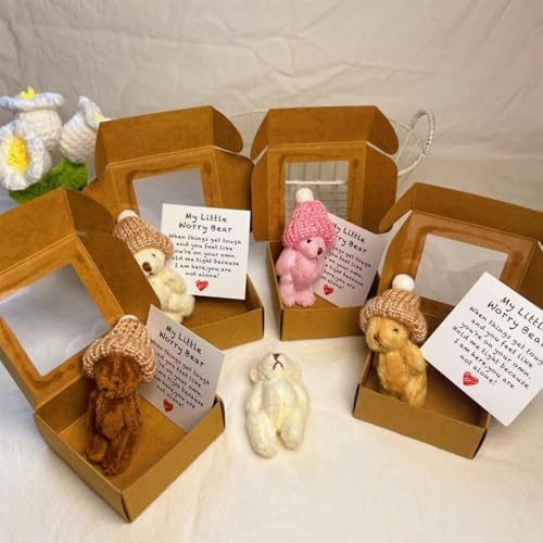 Little Bear in Box, Handmade Mini Plush Bear in Box with Mini Plush Bear with Inspirational Card, Sympathy Gift for Christmas and Valentine's Day & Mother's Day (Mix) von Generisch