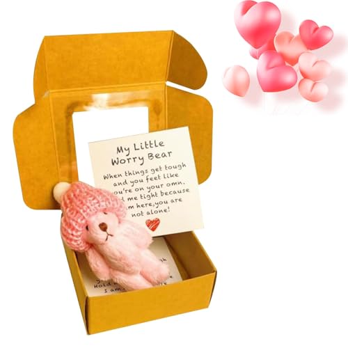 Little Bear in Box, Handmade Mini 𝐩𝐥𝐮𝐬𝐡 Teddy Bear in 𝐛𝐨𝐱, Handmade Mini 𝐩𝐥𝐮𝐬𝐡 𝐛𝐞𝐚𝐫 in 𝐛𝐨𝐱, Emotional Support Plush Positive Gifts for Christmas and Valentine's Day (Pink) von Generisch