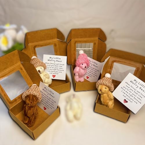 Little Bear in Box, Mini Plush Teddy Bear in Box, Mini Plush Bears, with Inspirational Card, Desk Accessories, Cute BearGifts for Sympathy (4pcs-Mix) von Generisch