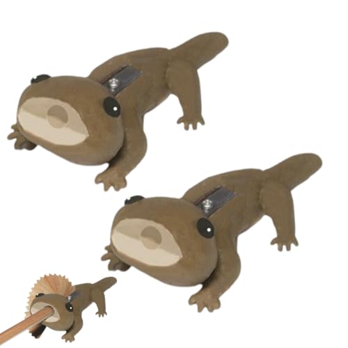 Little Lizard Bleistiftspitzer, grüne kleine Eidechse, Mini-Bleistiftspitzer, tragbarer Schüler, kreatives Schreibwaren, lustiges Schreibtisch-Accessoire, Geschenk, geeignet für Schulen, Büros (2 von Generisch