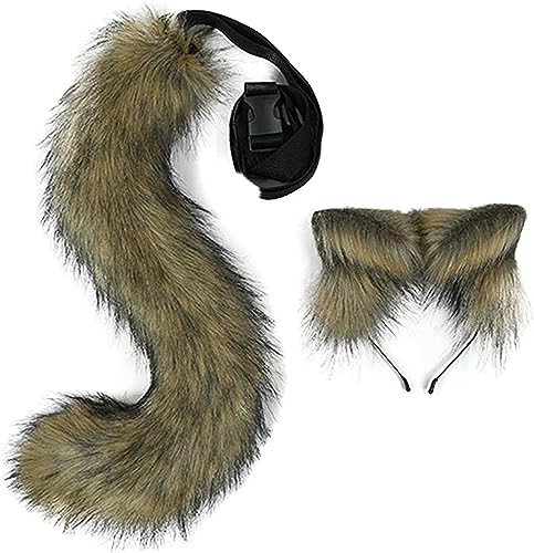 LittleLuluda Cosplay Pelziger Wolf Katze Fuchsschwanz und Ohren Stirnband Set Kostüm Zubehör (b) von Generisch