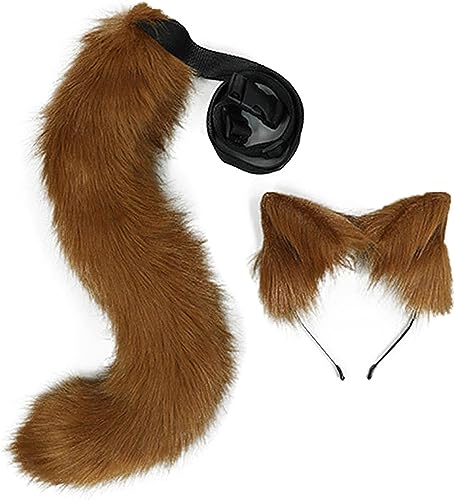 LittleLuluda Cosplay Pelziger Wolf Katze Fuchsschwanz und Ohren Stirnband Set Kostüm Zubehör (c) von Generisch
