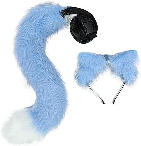 LittleLuluda Cosplay Pelziger Wolf Katze Fuchsschwanz und Ohren Stirnband Set Kostüm Zubehör (i) von Generisch