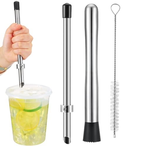 Locher und Stößel für Getränkedeckel | Stanzer für Trinkhalme aus Edelstahl, ergonomischer Multifunktions-Getränkemischer für Küche und Zuhause Locher und Stößel für Getränkedeckel | Stanzer für Trinkhalme aus Edelstahl, ergonomischer Multifunktions-Getränkemischer für Küche und Zuhause von Generisch