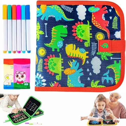 Löschbare Kreidetafel Für Kinder, löschbares Graffiti-Zeichenbuch, magisches doppelseitiges Graffiti-Malbuch, wiederverwendbares, löschbares Kritzel-Set mit Aquarellstiften (Red*10pages+6pens) von Generisch