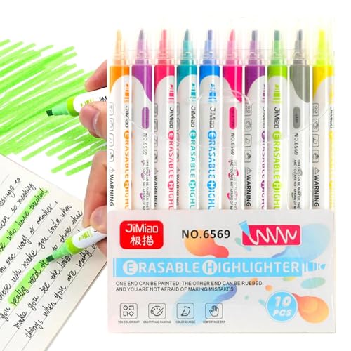 Löschbare Textmarker, Textmarker, Keilspitze, 10 Stück, verschiedene Farben, Doppelkopf-Textmarker, Marker für Kinder, Studenten Löschbare Textmarker, Textmarker, Keilspitze, 10 Stück, verschiedene Farben, Doppelkopf-Textmarker, Marker für Kinder, Studenten von Generisch