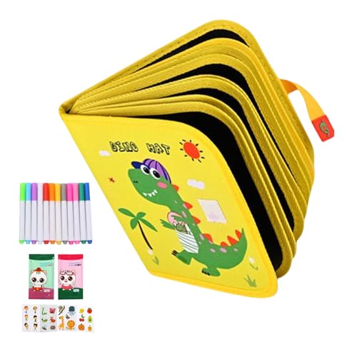 Löschbares Malbuch – 20,3 cm großes Wassermalbuch – löschbarer Zeichenblock – wiederverwendbares Kinder-Kritzelbuch mit 12 Aquarellstiften, Kopieralbum, perfekt für Schule, Autofahrten von Generisch