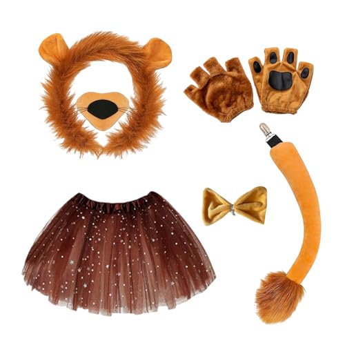 Löwen-Kostüm-Set, Tier-Kostüm-Set, Cosplay-Zubehör-Set, enthält Ohrenschwanz, Fliege, weicher Plüschstoff für Partys, Bühnenveranstaltungen, Karneval, Cosplay, 7,5 x 10,9 cm Löwen-Kostüm-Set, Tier-Kostüm-Set, Cosplay-Zubehör-Set, enthält Ohrenschwanz, Fliege, weicher Plüschstoff für Partys, Bühnenveranstaltungen, Karneval, Cosplay, 7,5 x 10,9 cm von Generisch