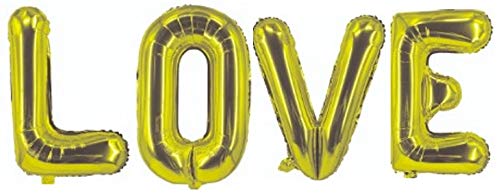 generisch Love Luftballon in Gold/Golden XXL Folienballon 40 Zoll / 101 cm als Hochzeit Deko Geschenk oder Liebes Überraschung zum Valentinstag Ballon von generisch