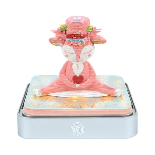 Lucky Deer 3D Haftnotizen Abreiß-Notizblock Kalender 2026 Abreißkalender Schnitzen Schreibtisch Dekor Einzigartige Papiernotiz 2026 Lichter Weihnachten Baumhaus Papier Away Kalender mit Stück von Generisch