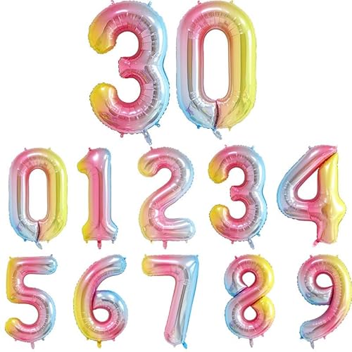 Luftballon Folienballon 101.6 cm Geburtstagsdeko Ballon Geburtstag Zahl Deko (101.6 cm Gold-Pink-Verlauf Nummer 2) von Generisch