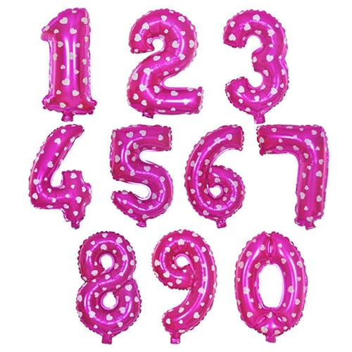 Luftballon Folienballon 81.3 cm Geburtstagsdeko Ballon Geburtstag Zahl Deko (58.4 cm Rosa mit weißem Herz Zahl 6) von Generisch