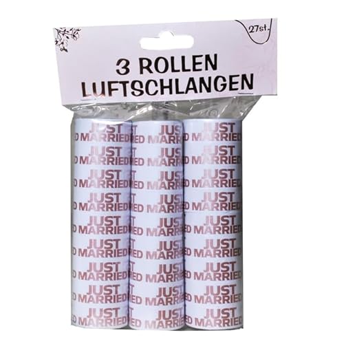 Luftschlangen Just married weiß rosegold, 3 Rollen von Generisch