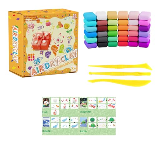 Lufttrocknende Modelliermasse 36 Farben Ultraleichtes Set, Handgemachte Modelliermasse für Kinder, Magisches Modellierspielzeug Geschenk für Jungen und Mädchen Lufttrocknende Modelliermasse 36 Farben Ultraleichtes Set, Handgemachte Modelliermasse für Kinder, Magisches Modellierspielzeug Geschenk für Jungen und Mädchen von Generisch