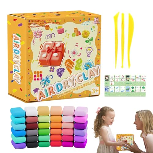 Lufttrocknender Ton | 36 Farben Schnelltrocknende Modelliermasse,Leichtes Flexibles Bastelset Für Kinder 3-12 Jahre Handwerk Deko-Figuren Weihnachtsschmuck Lufttrocknender Ton | 36 Farben Schnelltrocknende Modelliermasse,Leichtes Flexibles Bastelset Für Kinder 3-12 Jahre Handwerk Deko-Figuren Weihnachtsschmuck von Generisch