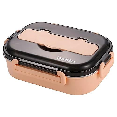 Lunch-Bento-Boxen für Studenten, Wärmedämmung, Bento-Lunch-Behälter aus hochwertigem Edelstahl, Behälter für Kinder, Edelstahl-Utensilien-Set, kleiner runder Esstisch (A, Einheitsgröße) von Generisch