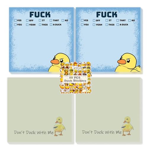 Lustige Mittelfinger-Enten-Haftnotizen, 4 Stück, lustige freche Enten-Haftnotizen mit 50 lustigen Enten-Aufklebern, "Don't Duck with Me", Neuheit Angry Duck Post it Notes für Zuhause, Büro, Schule (D) Lustige Mittelfinger-Enten-Haftnotizen, 4 Stück, lustige freche Enten-Haftnotizen mit 50 lustigen Enten-Aufklebern, "Don't Duck with Me", Neuheit Angry Duck Post it Notes für Zuhause, Büro, Schule (D) von Generisch