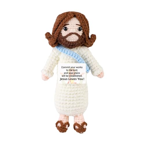 Lustiger positiver Jesus, Jesus Crochet Toy | Tancotiertes Spielzeug religiöser emotionaler Unterstützung, handgefertigte Handboard -Paddel, Innenausstattung für Frauen, Männer, Weihnachten, Jahresfer von Generisch