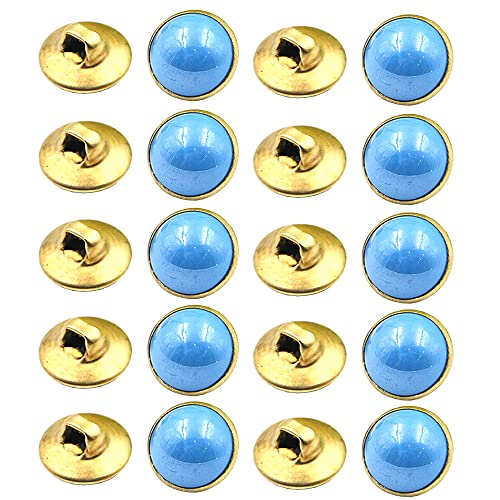 Luxuriöse Knöpfe aus Kunstharz, 10 mm, mit goldenem Rand, für Hemd, Jeans, Blazer, Anzüge, Jacke, Kleid, 50 Stück (blau) von Generisch
