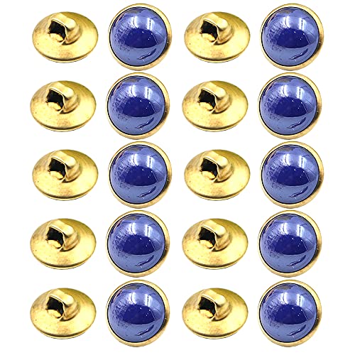 Luxuriöse Knöpfe aus Kunstharz, 10 mm, mit goldenem Rand, für Hemd, Jeans, Blazer, Anzüge, Jacke, Kleid, 50 Stück (dunkelblau) von Generisch
