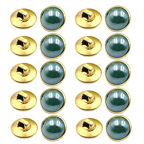 Luxuriöse Knöpfe aus Kunstharz, 10 mm, mit goldenem Rand, für Hemd, Jeans, Blazer, Anzüge, Jacke, Kleid, 50 Stück (dunkelgrün) von Generisch