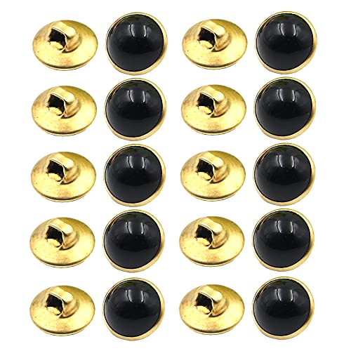 Luxuriöse Knöpfe aus Kunstharz, 10 mm, mit goldenem Rand, für Hemd, Jeans, Blazer, Anzüge, Jacke, Kleid, 50 Stück (schwarz) von Generisch
