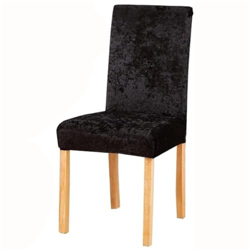 Luxuriöse Stretch-Stuhlhussen aus Pannesamt, universelle Esszimmer-Schonbezüge für Stühle, Küche und Hotel, Hocker-Schonbezüge (schwarz), 4 Stück von Generisch