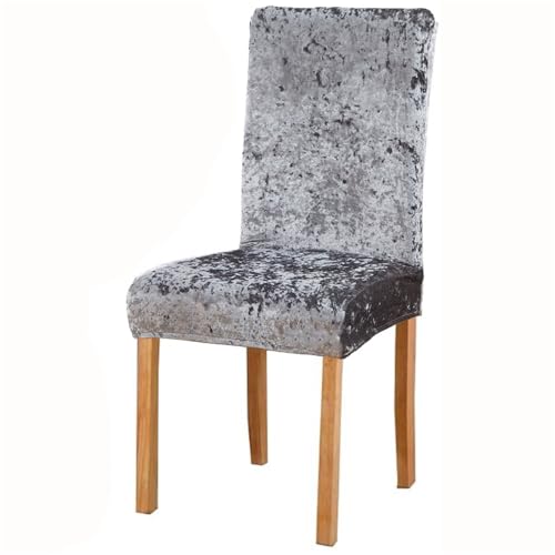 Luxuriöse Stuhlhussen aus Pannesamt, rauchgrau, 4 Stück, Stretch-Schonbezüge für Esszimmer, Küche und Hotel, Universal-Stuhlschoner für elegante Wohnkultur Luxuriöse Stuhlhussen aus Pannesamt, rauchgrau, 4 Stück, Stretch-Schonbezüge für Esszimmer, Küche und Hotel, Universal-Stuhlschoner für elegante Wohnkultur von Generisch