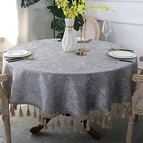 Luxuriöse nordische runde Tischdecke, Chenille-Stoff, knitterfrei, rund, für Küche, Restaurant, Garten, stilvolle graue Dekoration, 200 cm von Generisch