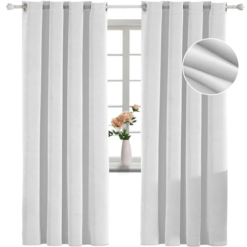 Luxuriöse weiße Samtvorhänge, 255 x 160 cm, elegantes Ösen-Design, wärmeisoliert, schalldicht, Raumverdunkelungsvorhänge für klassische Wohnzimmer- und Schlafzimmerdekoration, Pannesamt. von Generisch