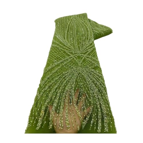 Luxuriöser High-End-Perlenstoff mit Pailletten, Stickerei, Stoff, modisch, französischer Tüll, Netz, Spitze, Hochzeitsstoff Luxuriöser High-End-Perlenstoff mit Pailletten, Stickerei, Stoff, modisch, französischer Tüll, Netz, Spitze, Hochzeitsstoff von Generisch