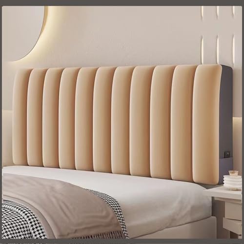 Luxuriöser Samt-Kopfteilbezug für Queen-Size-Betten, weicher Polsterstoff, elastischer Schutz, 220 x 60 cm, stilvolle Khaki-Farbe – perfekt als Schlafzimmerdekoration. von Generisch