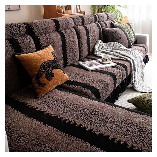 Luxuriöser Samt-Sofabezug mit Rock, rutschfester Stretch-Schonbezug für L-förmige Sofas, einzelne Kissenbezüge, Plüschstoff Möbelschutz (Stil 2, 65-68 x 85-135 cm) von Generisch