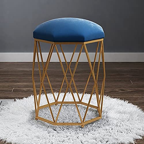Luxuriöser Schminkhocker aus blauem Samt mit Metallbeinen, Anti-Rutsch-Pad – glamouröser runder Stuhl für Schlafzimmer, Wohnzimmer, Schönheitsgeschäft, Schminktisch Luxuriöser Schminkhocker aus blauem Samt mit Metallbeinen, Anti-Rutsch-Pad – glamouröser runder Stuhl für Schlafzimmer, Wohnzimmer, Schönheitsgeschäft, Schminktisch von Generisch