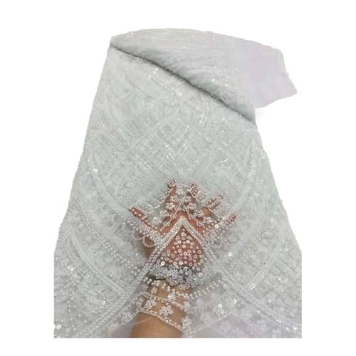 Luxuriöser afrikanischer Perlen-Mesh-Spitzenstoff mit Perlen und Pailletten, französischer Tüll, Spitzenstoff, nigerianisches Hochzeitskleid Luxuriöser afrikanischer Perlen-Mesh-Spitzenstoff mit Perlen und Pailletten, französischer Tüll, Spitzenstoff, nigerianisches Hochzeitskleid von Generisch