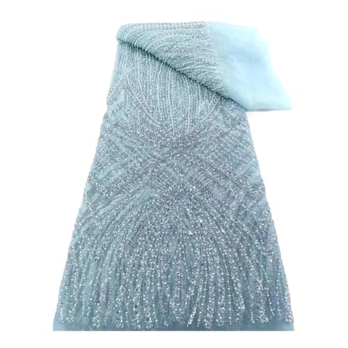 Luxuriöser hochwertiger Perlenstoff mit Pailletten, Stickerei, Stoff, modisch, französischer Tüll, Netz, Spitze, Hochzeitsstoff Luxuriöser hochwertiger Perlenstoff mit Pailletten, Stickerei, Stoff, modisch, französischer Tüll, Netz, Spitze, Hochzeitsstoff von Generisch