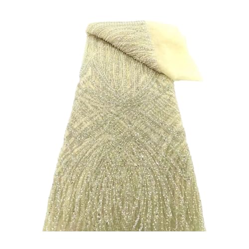 Luxuriöser hochwertiger Perlenstoff mit Pailletten, Stickerei, Stoff, modisch, französischer Tüll, Netz, Spitze, Hochzeitsstoff Luxuriöser hochwertiger Perlenstoff mit Pailletten, Stickerei, Stoff, modisch, französischer Tüll, Netz, Spitze, Hochzeitsstoff von Generisch