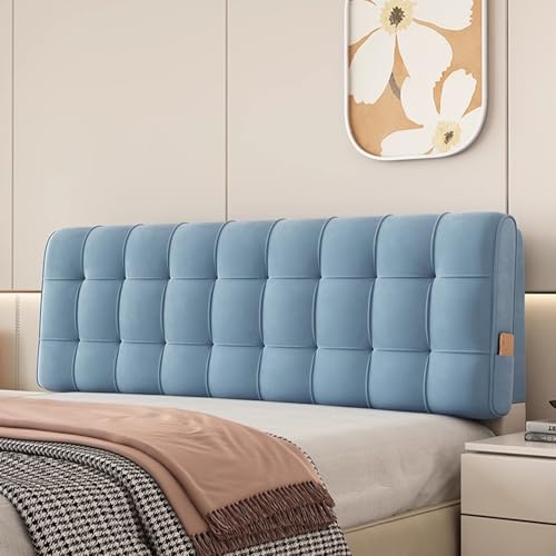 Luxuriöses Lesekissen – holländischer Samtstoff, dick, kratzfest und staubdicht, Doppelbett-Kopfteilbezug, waschbarer Schonbezug für Schlafzimmer-Dekor (150 x 60 x 10 cm, Blau) von Generisch