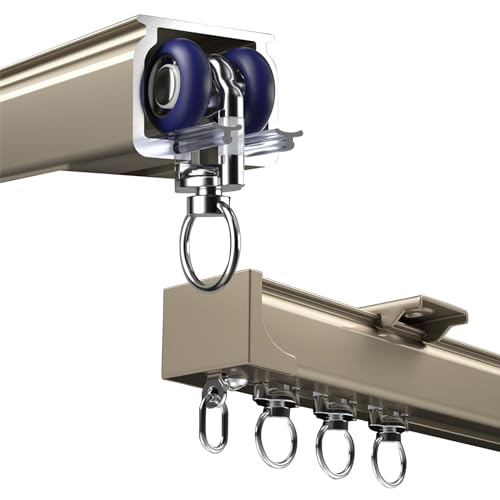 Luxus-Aluminium-Schiebevorhangschienen-Set, Universallager, 40 kg Tragkraft, Wand-/Deckenmontage, perfekt für Raumteiler und schwere Vorhänge Luxus-Aluminium-Schiebevorhangschienen-Set, Universallager, 40 kg Tragkraft, Wand-/Deckenmontage, perfekt für Raumteiler und schwere Vorhänge von Generisch
