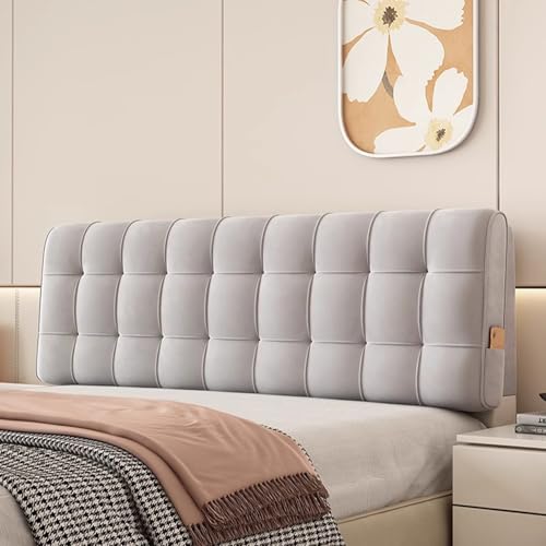 Luxus-Bett-Kopfteilbezug, holländischer Samtstoff, dick, kratzfest und staubabweisend, waschbarer Schonbezug für Schlafzimmer-Dekor (150 x 60 x 6 cm, Hellgrau) von Generisch