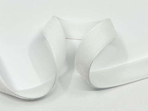 Luxus Samtband mit Webkante, 16mm, 5m-Rolle, 33 Farben, waschbar, für Geschenkverpackungen, Dekorationen, zum Nähen | Seidenbandweberei Säckingen GmbH (401 weiss (Weiß)) von Generisch