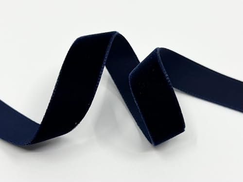 Luxus Samtband mit Webkante, 16mm, 5m-Rolle, 33 Farben, waschbar, für Geschenkverpackungen, Dekorationen, zum Nähen | Seidenbandweberei Säckingen GmbH (419 navy (Marineblau)) von Generisch