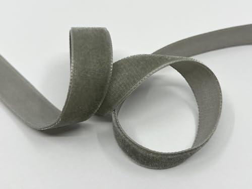 Luxus Samtband mit Webkante, 16mm, 5m-Rolle, 33 Farben, waschbar, für Geschenkverpackungen, Dekorationen, zum Nähen | Seidenbandweberei Säckingen GmbH (433 grey (Grau)) von Generisch