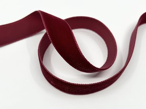 Luxus Samtband mit Webkante, 16mm, 5m-Rolle, 33 Farben, waschbar, für Geschenkverpackungen, Dekorationen, zum Nähen | Seidenbandweberei Säckingen GmbH (614 dark red (Dunkelrot)) von Generisch