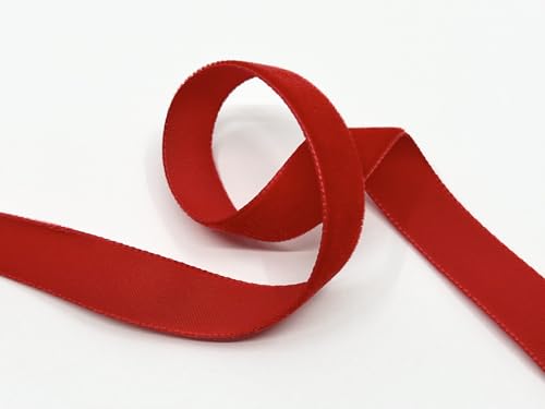 Luxus Samtband mit Webkante, 16mm, 5m-Rolle, 33 Farben, waschbar, für Geschenkverpackungen, Dekorationen, zum Nähen | Seidenbandweberei Säckingen GmbH (629 rouge (Knallrot)) von Generisch