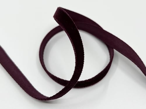 Luxus Samtband mit Webkante, 9mm, 5m-Rolle, 33 Farben, waschbar, für Geschenkverpackungen, Dekorationen, zum Nähen | Seidenbandweberei Säckingen GmbH (434 burgundy (Burgunderrot)) von Generisch